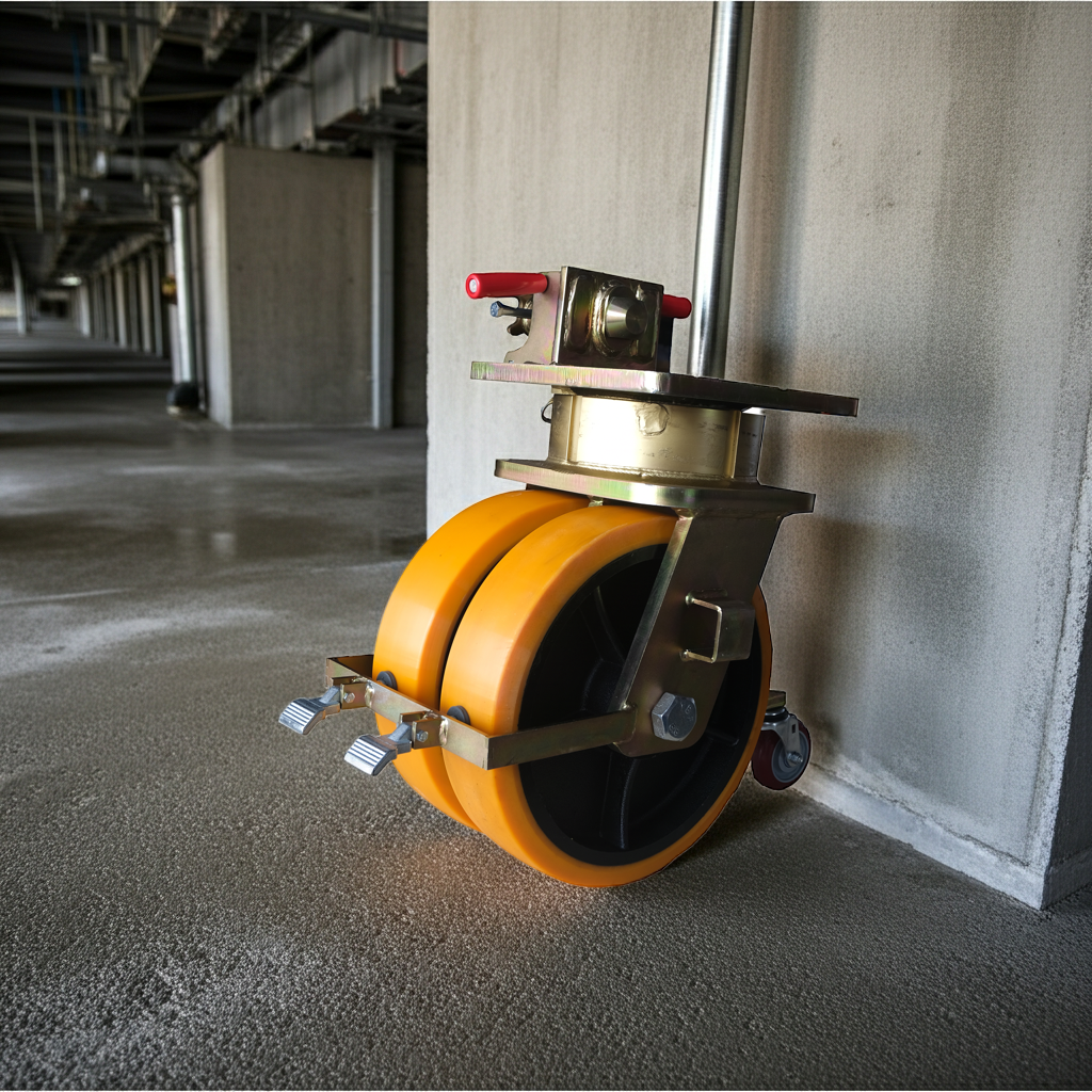 Shipping container wheel attached to a steel container for smooth and secure ground movement